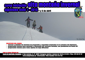 cartel curso alta montaña invernal alpinismo básico 7 y 8 abril 2018