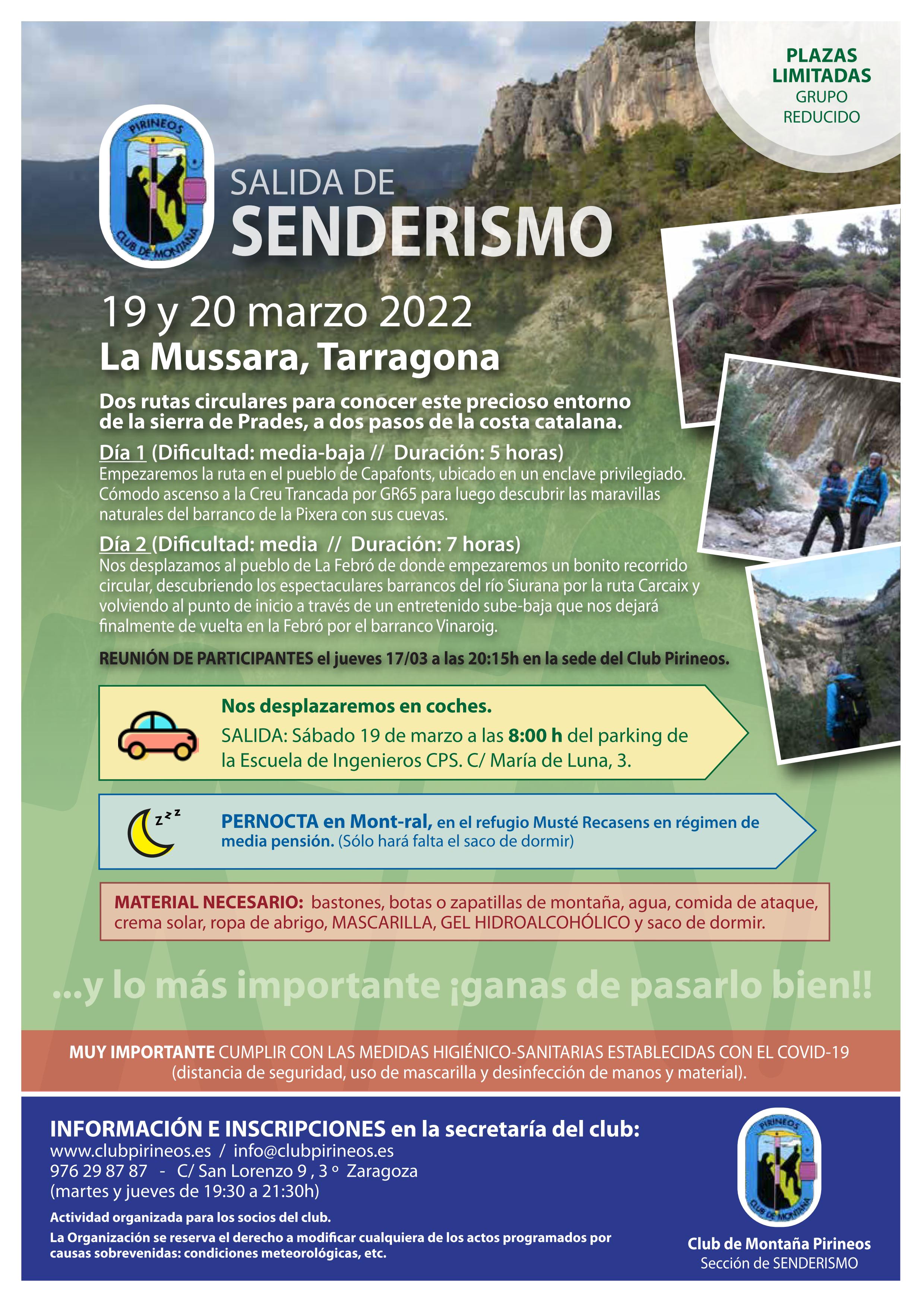 cartel SENDERISMO La Mussara-Tarragona 19y20-3-2022 01