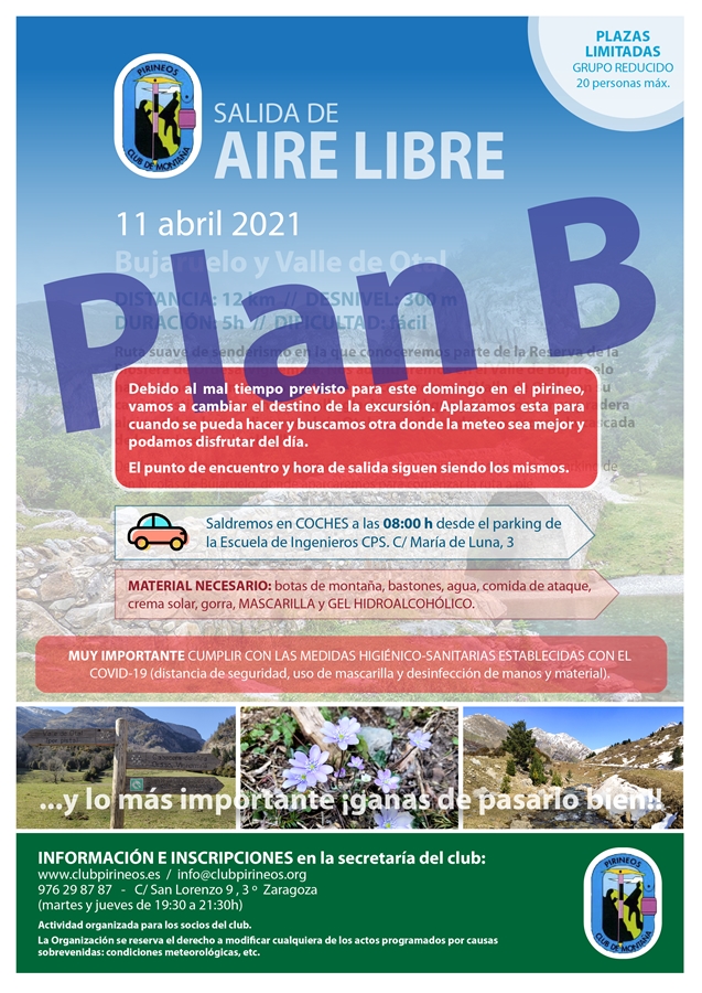 cartel AIRE LIBRE Bujaruelo 11-4-2021 PLAN B