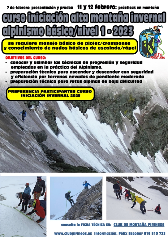 cartel curso alta montaña invernal alpinismo básico febrero 2023 Copy