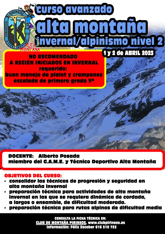 cartel curso alta montaña nivel II 1 y 2 abril 2023 Copy