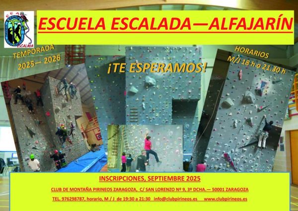 Matrícula del Curso 25/26 Escuela Escalada Alfajarín