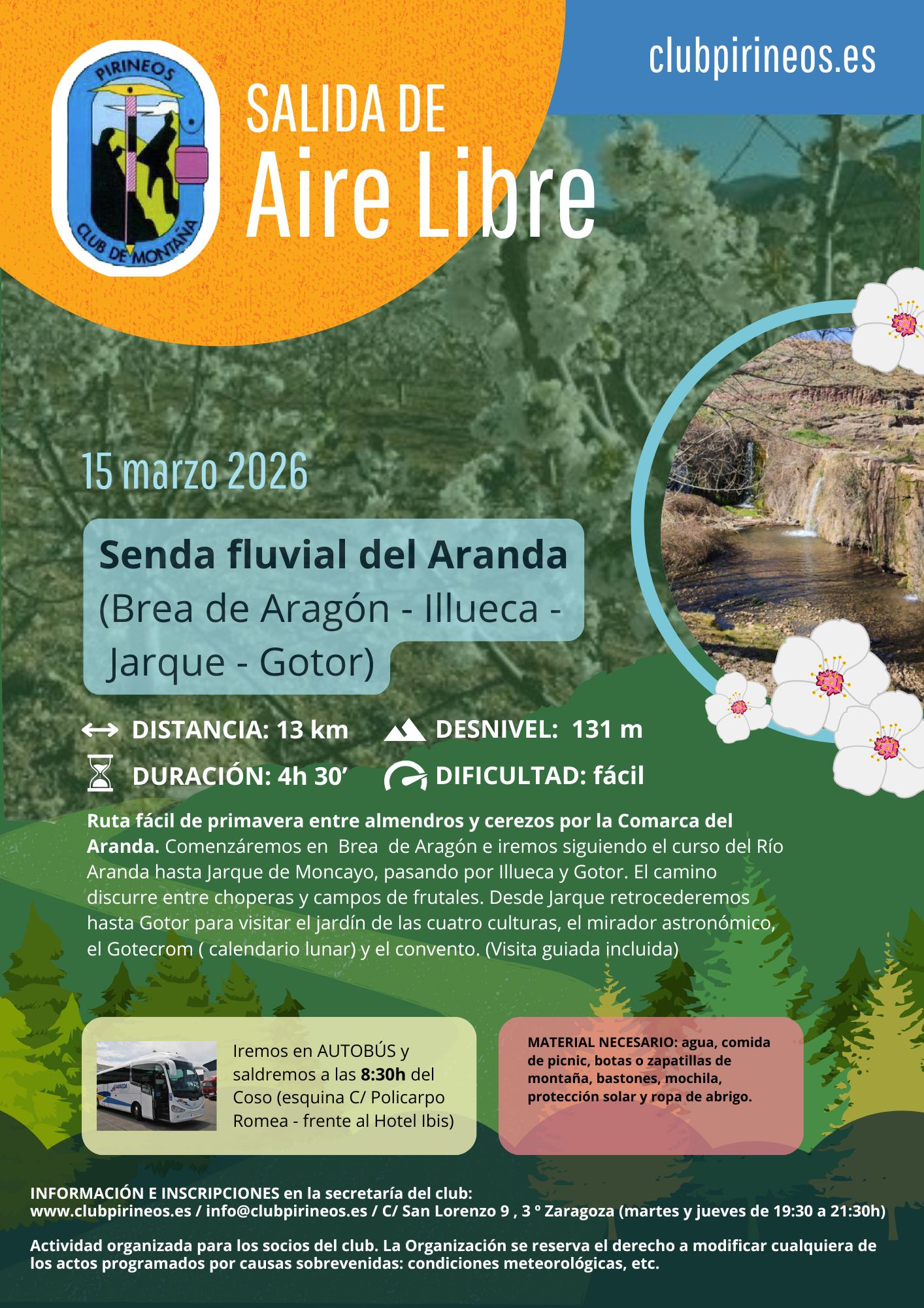 Senda Fluvial del Aranda + visita guiada Gotor